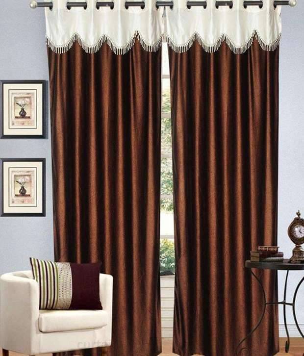 Tanishka Fabs Solid Semi-Transparent Eyelet Curtain 7 ft ( Pack of 2 ) - Brown Tanishka Fabs Solid Semi-Transparent Eyelet Curtain 7 ft ( Pack of 2 ) - Brown