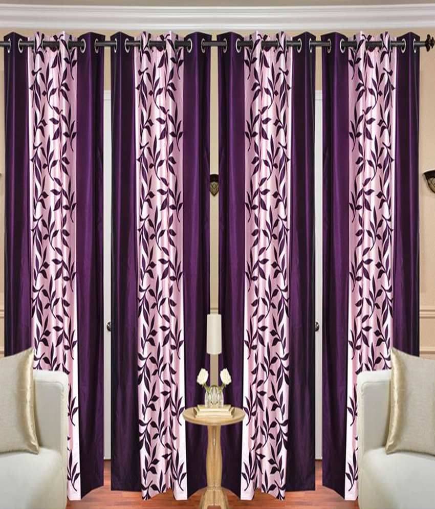    			Tanishka Fabs Solid Semi-Transparent Eyelet Curtain 7 ft ( Pack of 4 ) - Multi Color