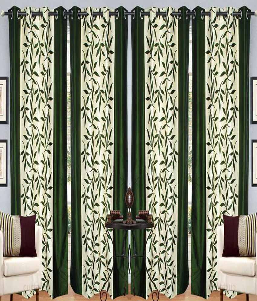    			Tanishka Fabs Solid Semi-Transparent Eyelet Curtain 7 ft ( Pack of 4 ) - Multi Color
