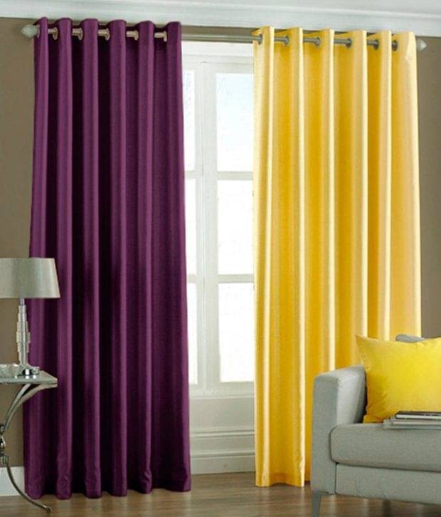     			Tanishka Fabs Solid Semi-Transparent Eyelet Curtain 7 ft ( Pack of 2 ) - Multi Color