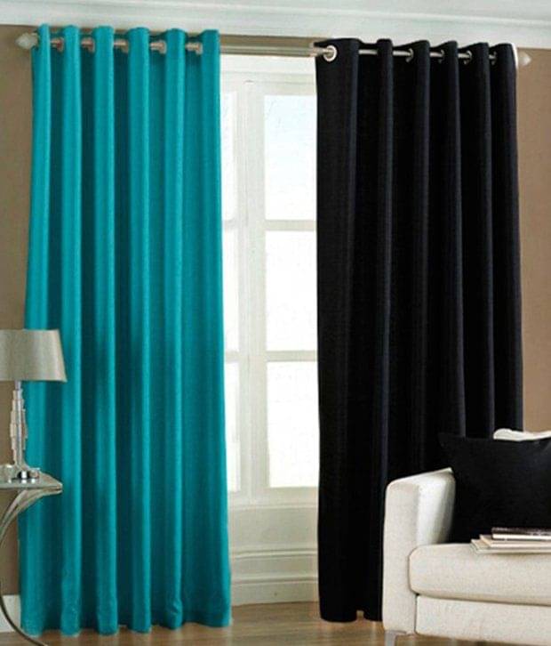     			Tanishka Fabs Solid Semi-Transparent Eyelet Curtain 7 ft ( Pack of 2 ) - Multi Color