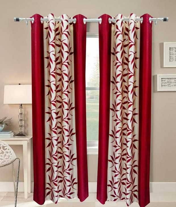     			Tanishka Fabs Solid Semi-Transparent Eyelet Curtain 7 ft ( Pack of 2 ) - Multi Color