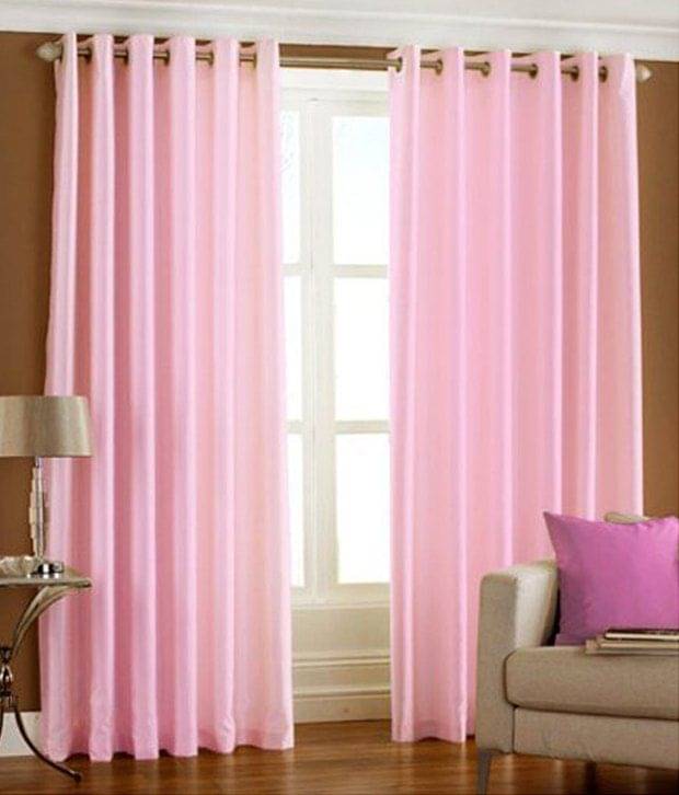 Tanishka Fabs Natural Semi-Transparent Eyelet Door Curtain 7 ft Pack of 2 -Pink     			Tanishka Fabs Natural Semi-Transparent Eyelet Door Curtain 7 ft Pack of 2 -Pink