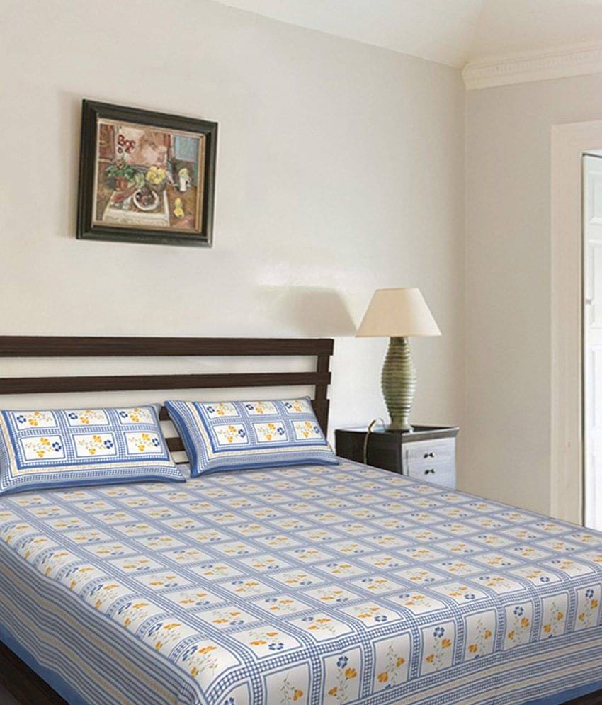     			Uniqchoice Cotton King Bedsheet ( Blue )