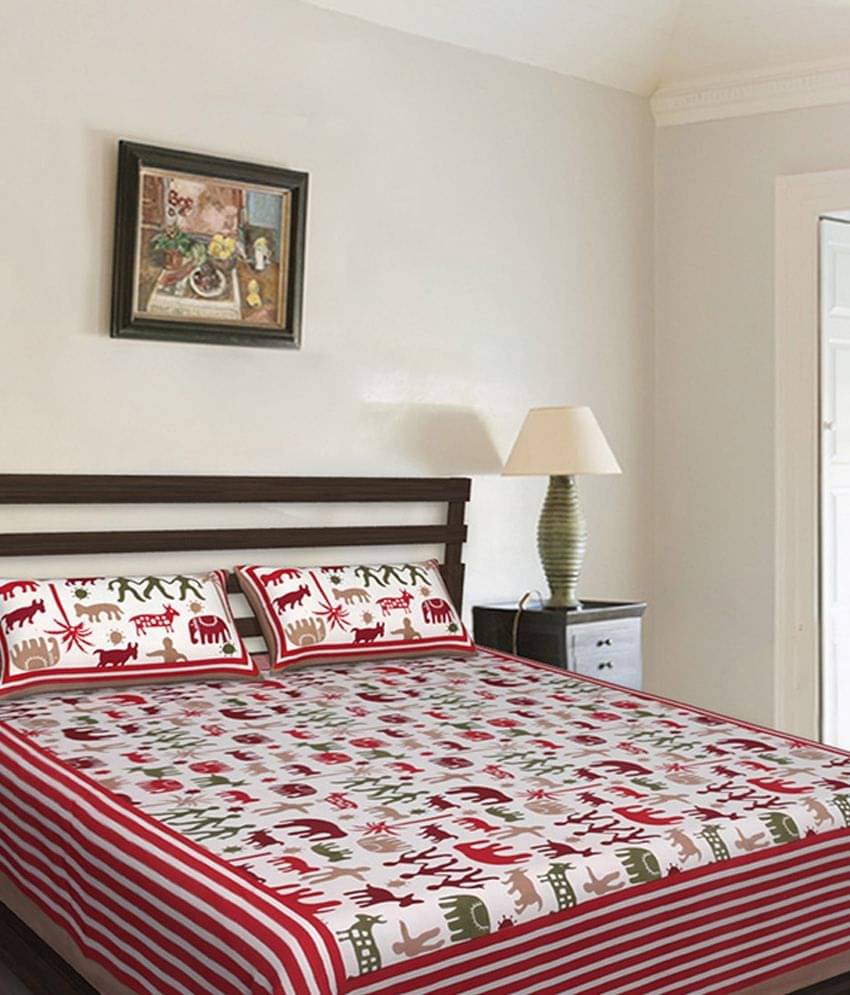     			Uniqchoice Cotton King Bedsheet ( Red )