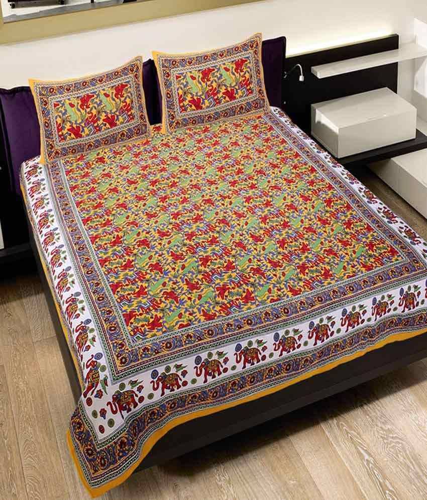 UniqChoice Multi Color Traditional Design Double Bedsheet with 2 pillow Covers UniqChoice Multi Color Traditional Design Double Bedsheet with 2 pillow Covers