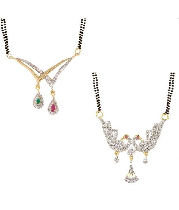 YouBella Multicolour American Diamond Mangalsutra Combo YouBella Multicolour American Diamond Mangalsutra Combo