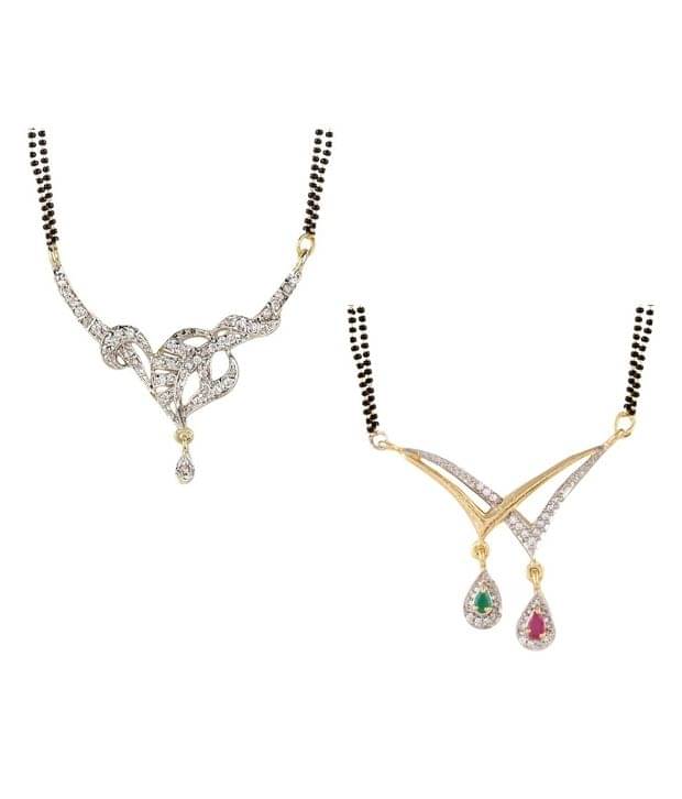 YouBella Multicolour American Diamond Mangalsutra Combo YouBella Multicolour American Diamond Mangalsutra Combo