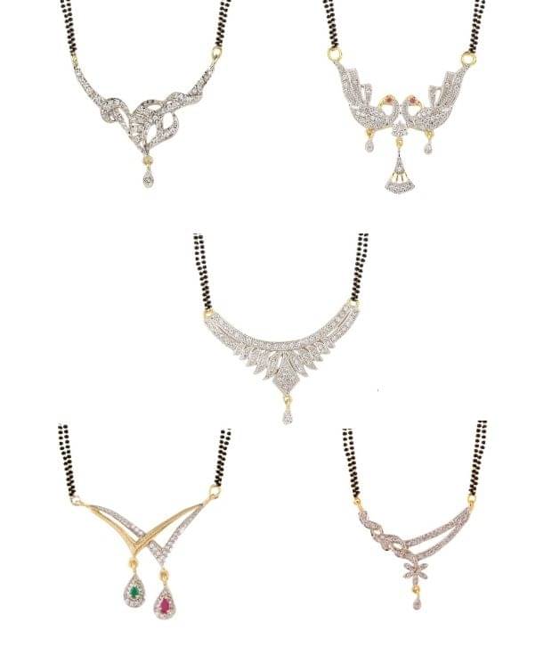YouBella Multicolour American Diamond Mangalsutra Combo YouBella Multicolour American Diamond Mangalsutra Combo