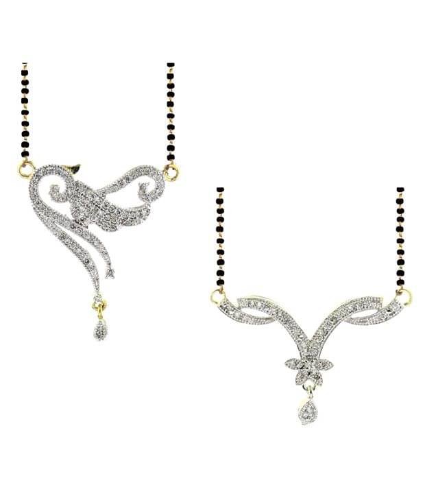 YouBella Multicolour American Diamond Mangalsutra Combo YouBella Multicolour American Diamond Mangalsutra Combo