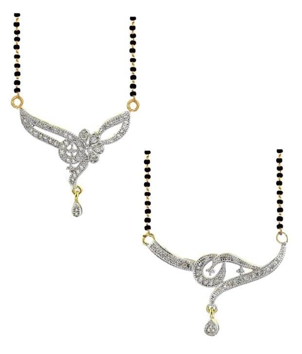 YouBella Multicolour American Diamond Mangalsutra Combo YouBella Multicolour American Diamond Mangalsutra Combo