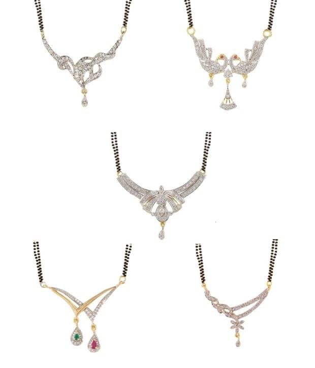     			YouBella Multicolour American Diamond Mangalsutra Combo