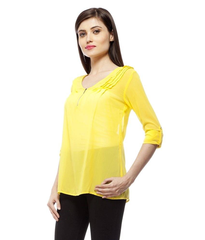 StyleStone Women's Georgette Regular Top ( Yellow ) StyleStone Women's Georgette Regular Top ( Yellow )