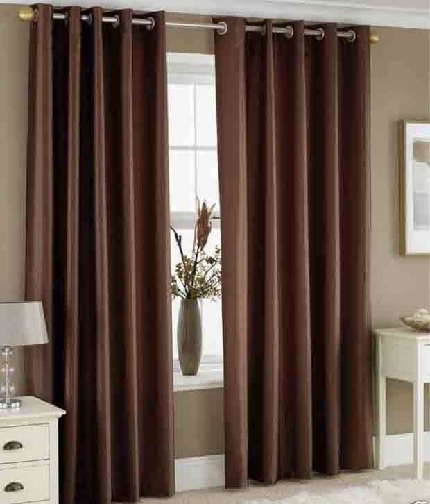 Tanishka Fabs Solid Semi-Transparent Eyelet Curtain 7 ft ( Pack of 2 ) - Brown Tanishka Fabs Solid Semi-Transparent Eyelet Curtain 7 ft ( Pack of 2 ) - Brown