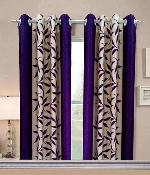 Tanishka Fabs Solid Semi-Transparent Eyelet Curtain 7 ft ( Pack of 2 ) - Purple Tanishka Fabs Solid Semi-Transparent Eyelet Curtain 7 ft ( Pack of 2 ) - Purple