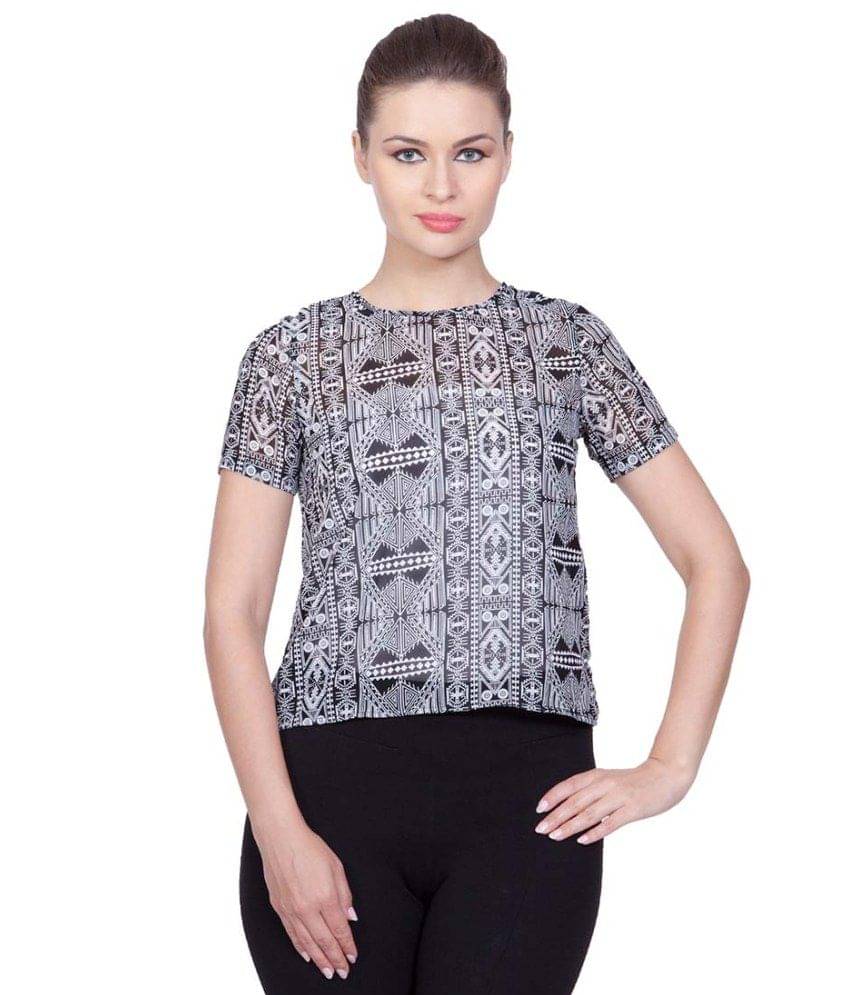     			StyleStone Women's Polyester Regular Top ( Black )