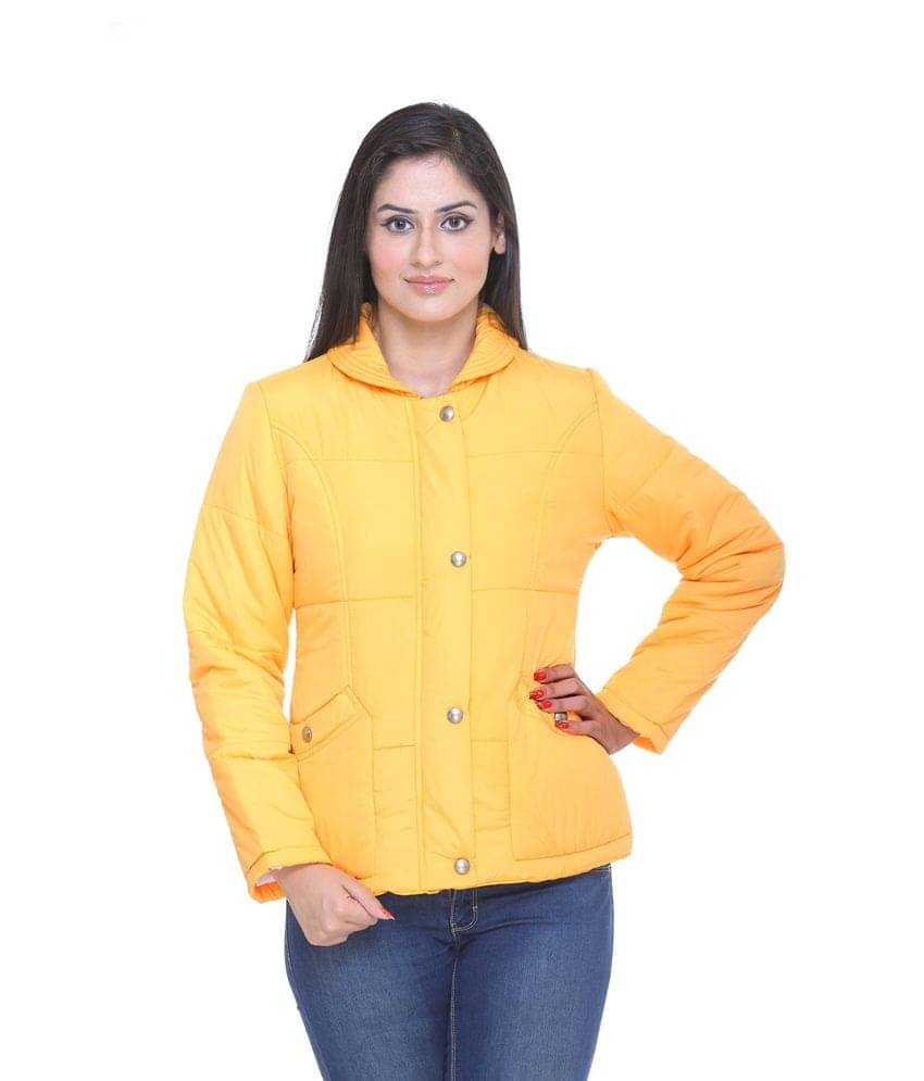     			Trufit Yellow Polyester Blend Bomber Jackets