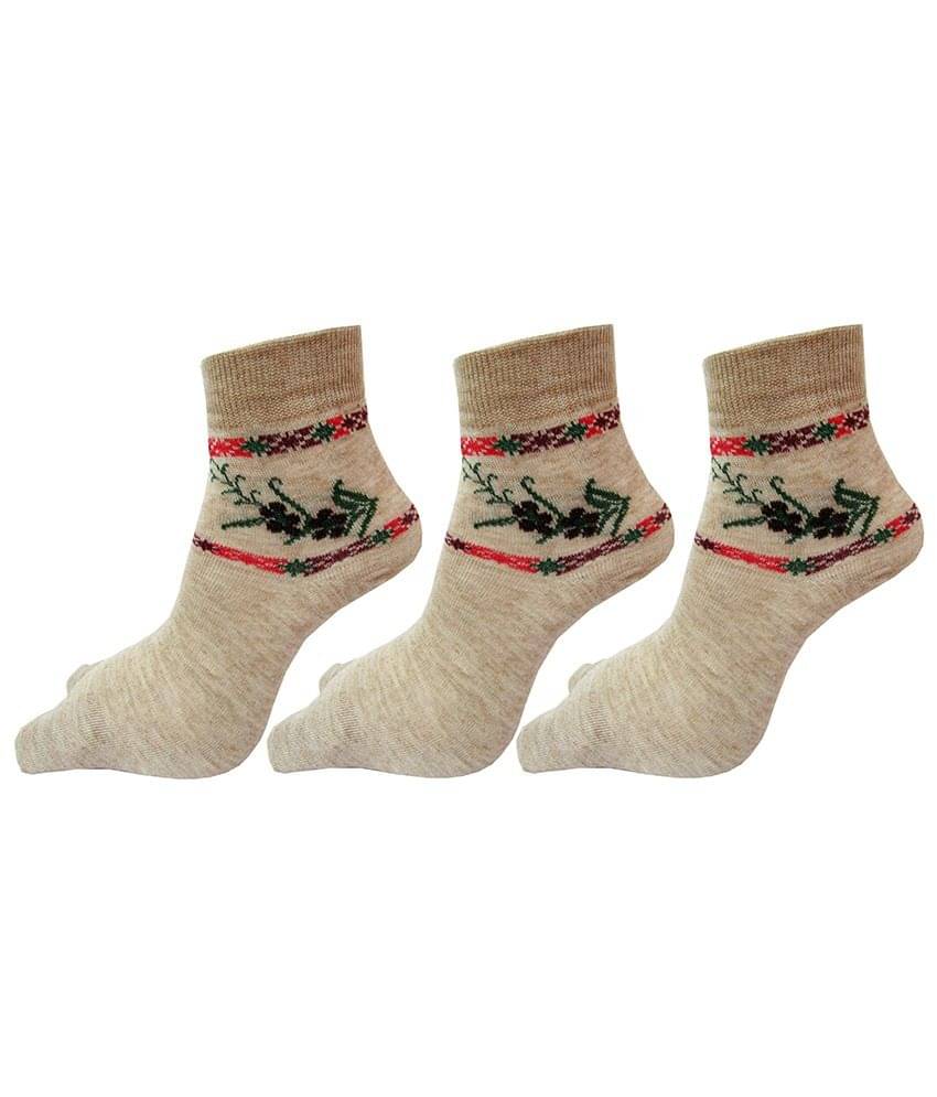 Rc. Royal Class Beige Casual Ankle Length Women's Winter Socks (Pack of 3)     			Rc. Royal Class Beige Casual Ankle Length Women's Winter Socks (Pack of 3)