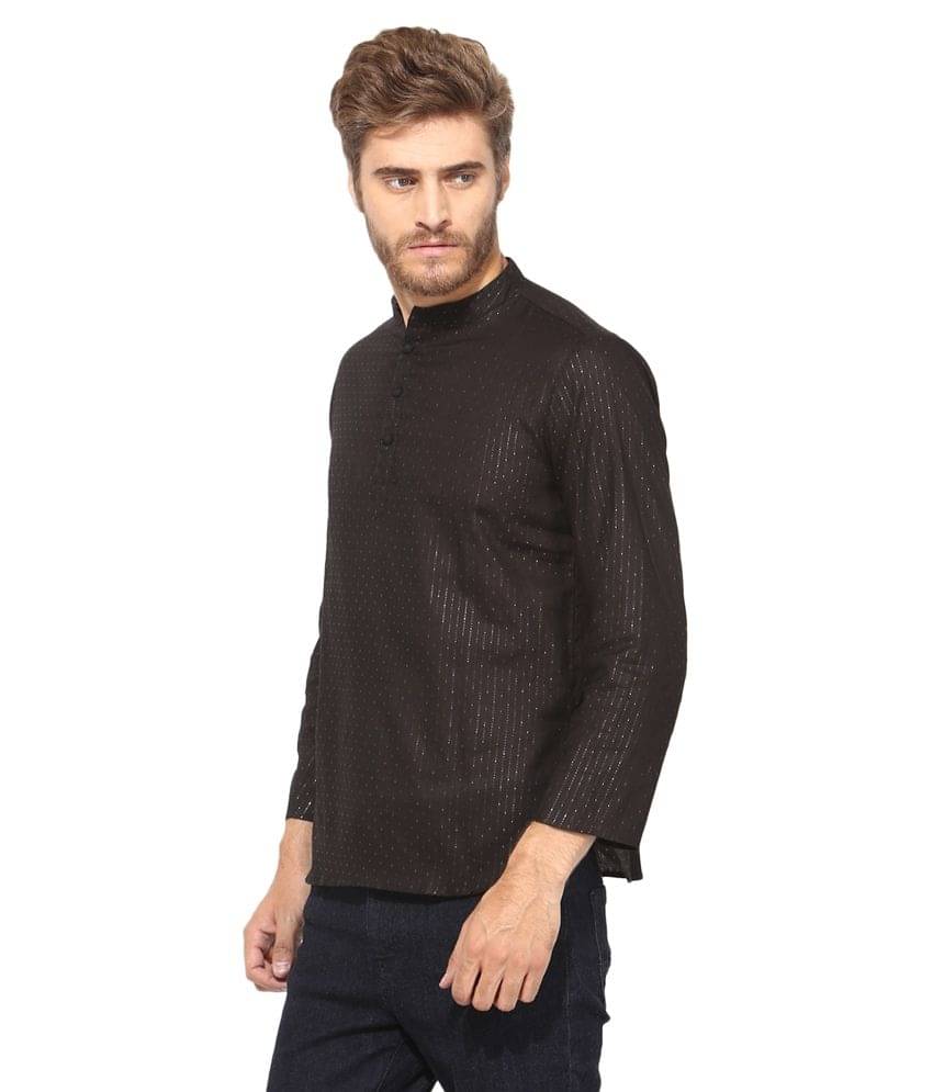 Vivid India Black Cotton Short Kurta Vivid India Black Cotton Short Kurta