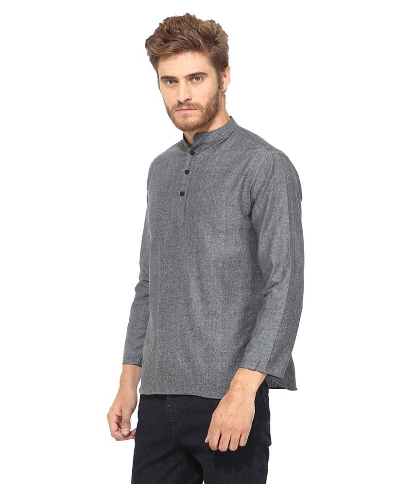     			Vivid India Grey Cotton Short Kurta