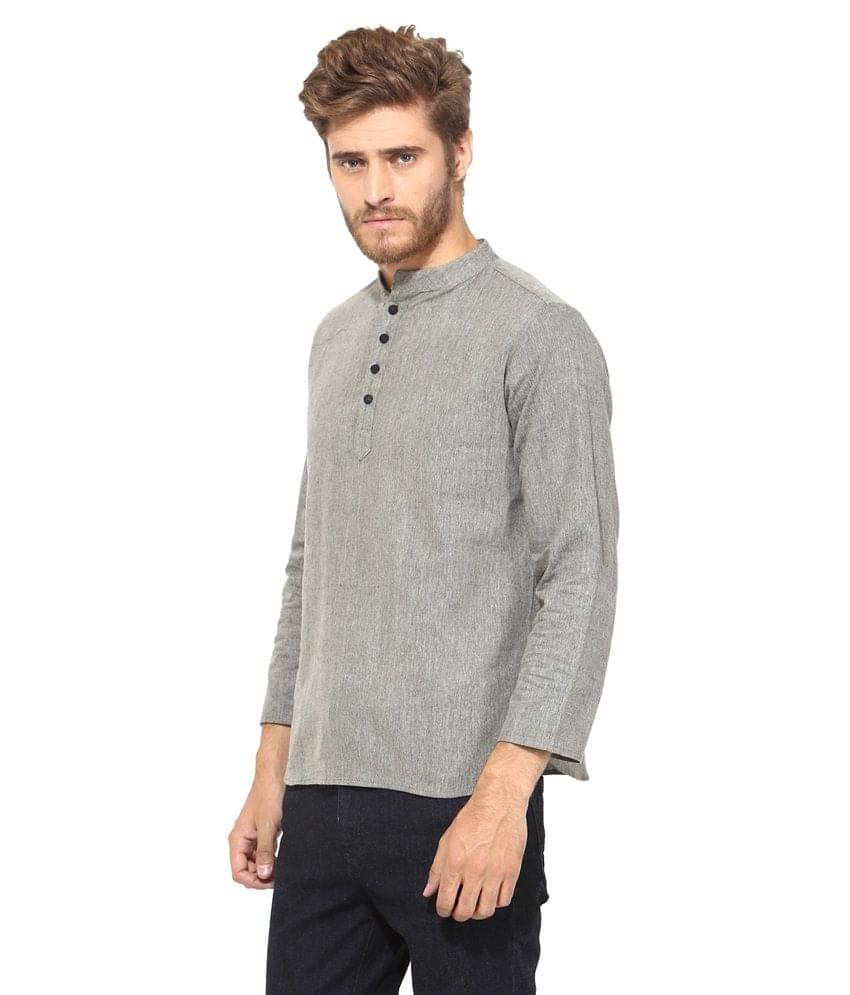     			Vivid India Grey Cotton Short Kurta