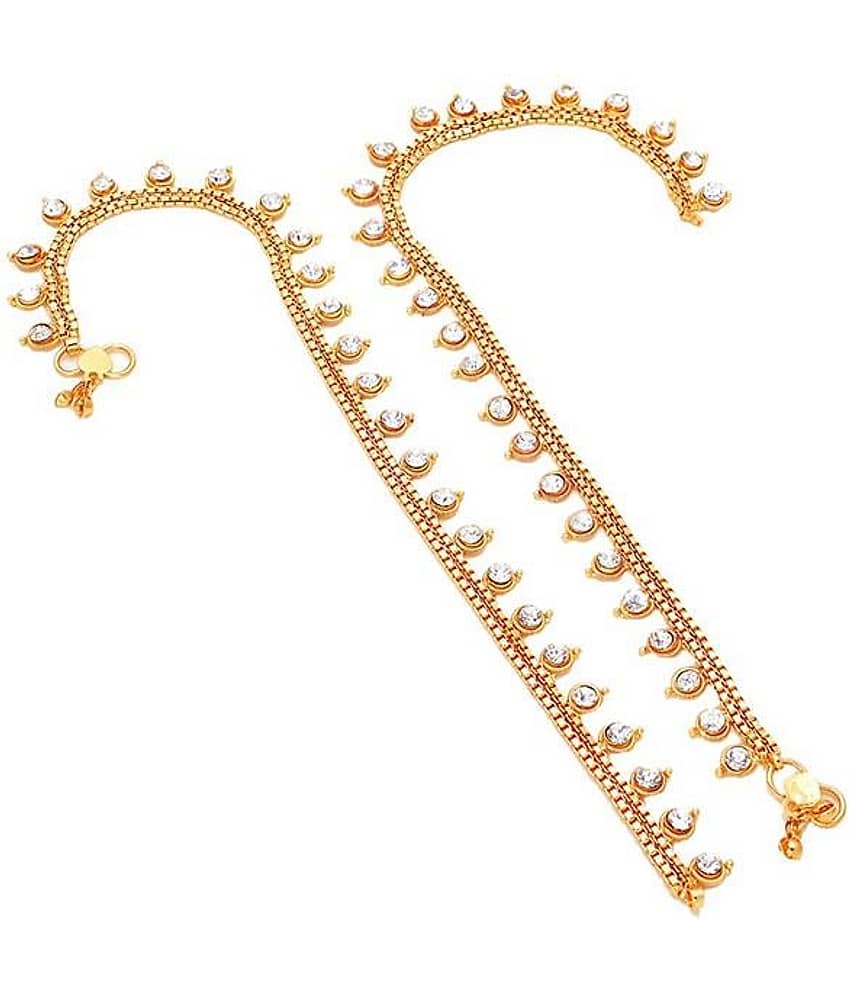 Jewar Mandi Gold Plated Pair Of Anklets - Anklets | Buy online on ZillyBuy