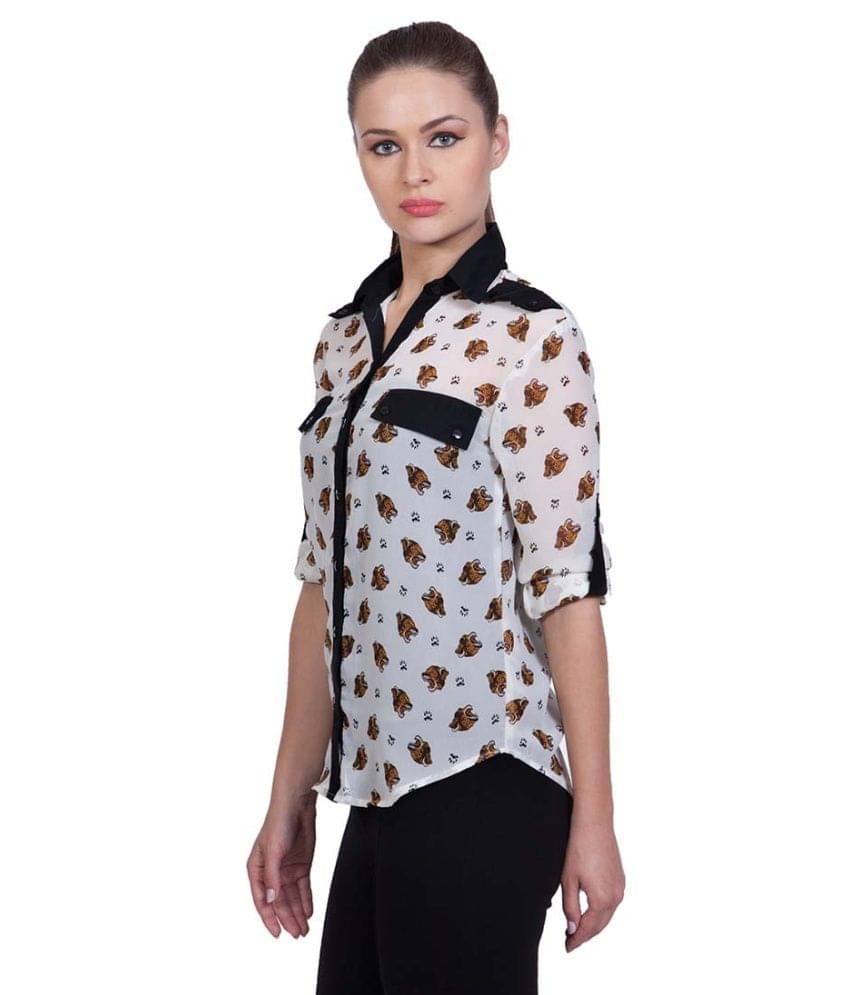     			StyleStone Women Printed Polyester Shirt ( White )