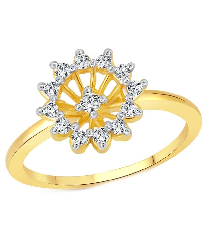     			Vighnaharta Cluster Flower Cz Gold And Rhodium Plated Ring