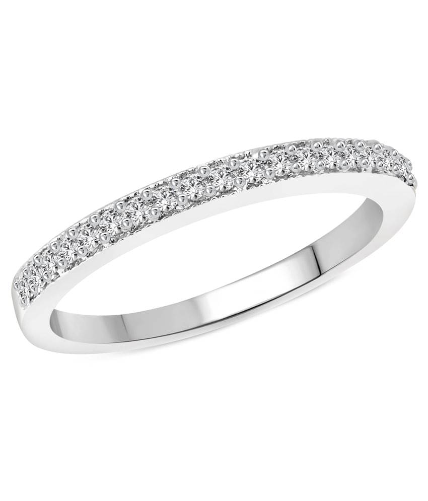 Vighnaharta Half Round Cz Silver And Rhodium Plated Ring Vighnaharta Half Round Cz Silver And Rhodium Plated Ring