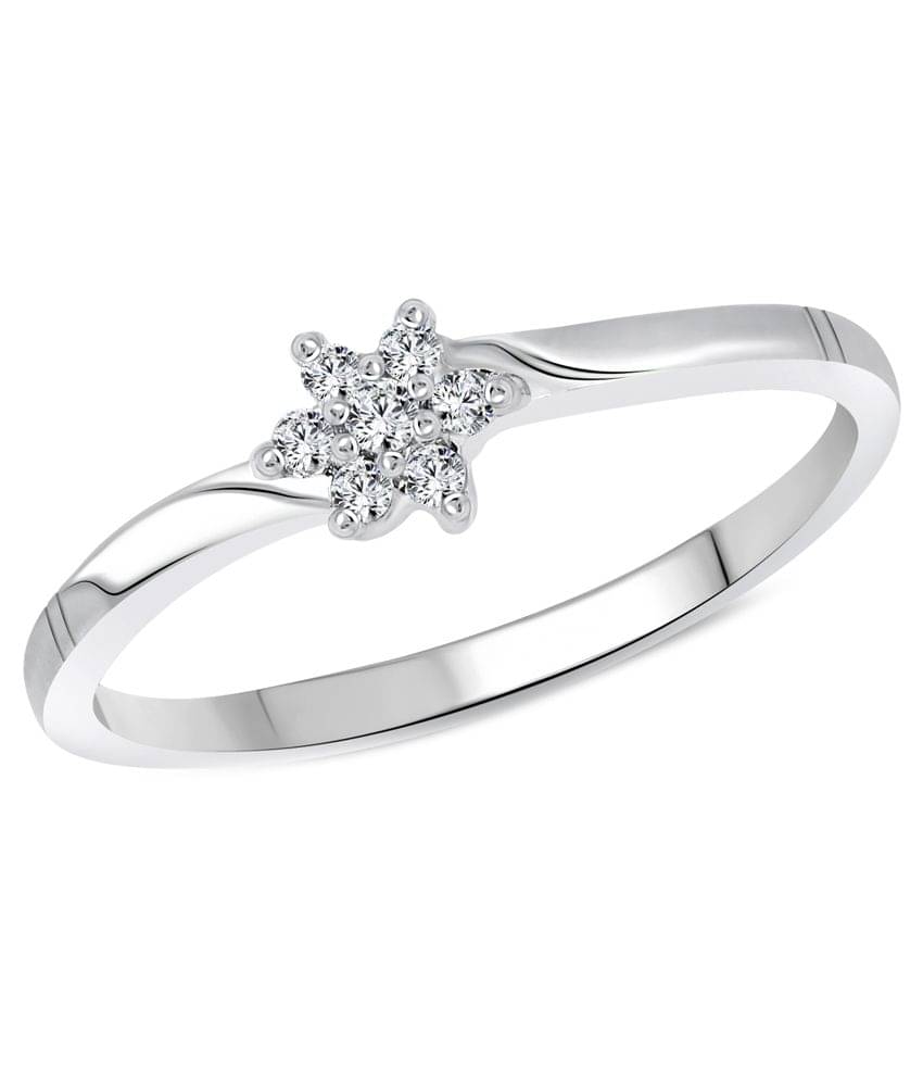     			Vighnaharta Simply Flower Cz Silver And Rhodium Plated  Ring