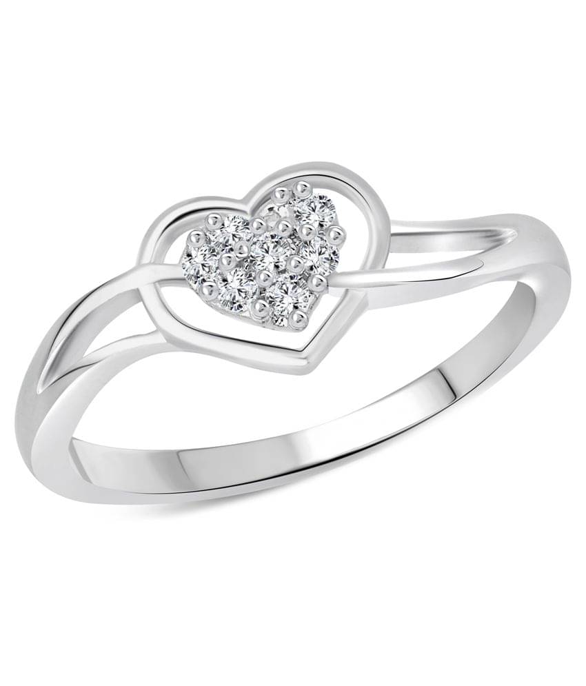     			Vighnaharta Splendid Heart Cz Silver And Rhodium Plated Ring