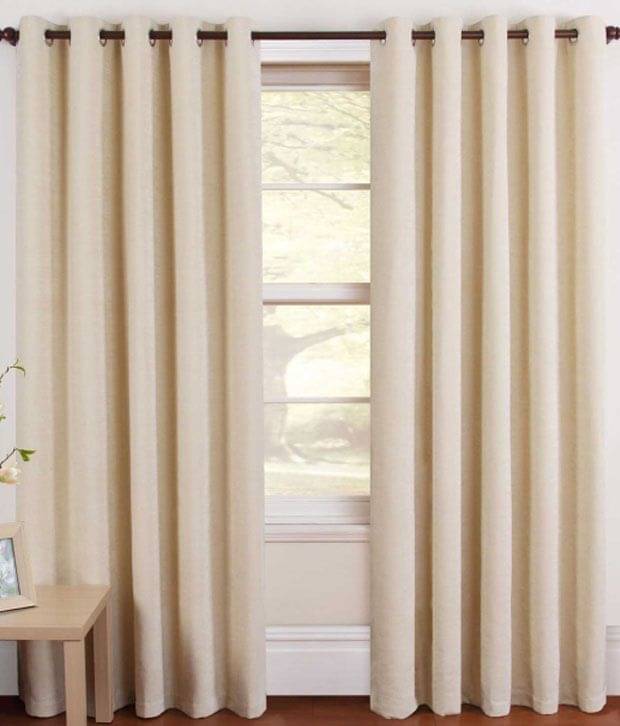 Tanishka Fabs Solid Semi-Transparent Eyelet Curtain 5 ft ( Pack of 2 ) - Beige Tanishka Fabs Solid Semi-Transparent Eyelet Curtain 5 ft ( Pack of 2 ) - Beige