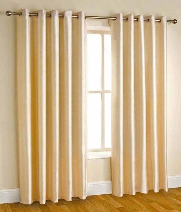 Tanishka Fabs Solid Semi-Transparent Eyelet Curtain 5 ft ( Pack of 2 ) - Beige Tanishka Fabs Solid Semi-Transparent Eyelet Curtain 5 ft ( Pack of 2 ) - Beige