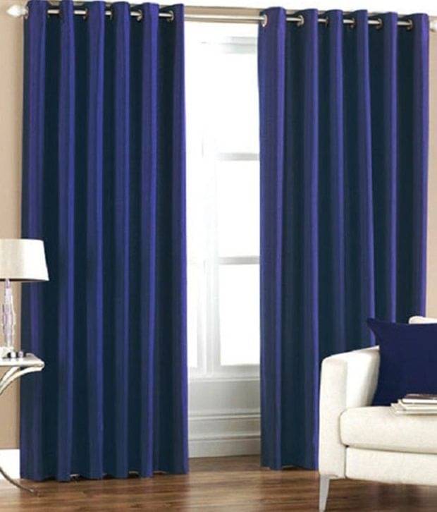     			Tanishka Fabs Solid Semi-Transparent Eyelet Curtain 5 ft ( Pack of 2 ) - Blue