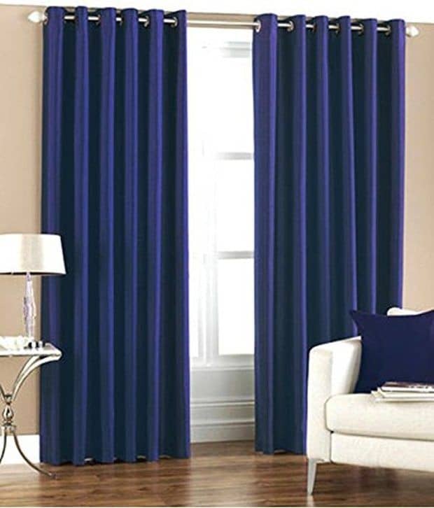 Tanishka Fabs Solid Semi-Transparent Eyelet Curtain 5 ft ( Pack of 2 ) - Blue