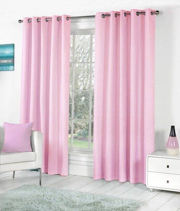 Tanishka Fabs Solid Semi-Transparent Eyelet Curtain 5 ft ( Pack of 2 ) - Pink Tanishka Fabs Solid Semi-Transparent Eyelet Curtain 5 ft ( Pack of 2 ) - Pink