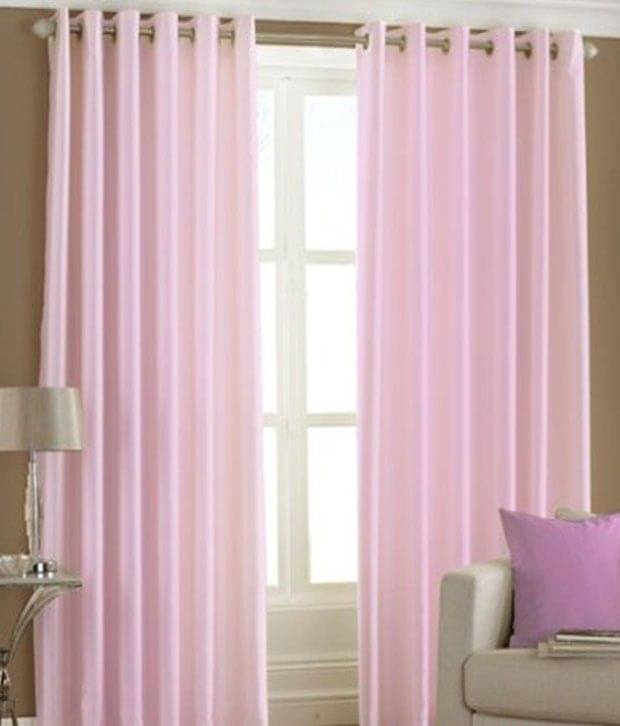     			Tanishka Fabs Solid Semi-Transparent Eyelet Curtain 5 ft ( Pack of 2 ) - Pink
