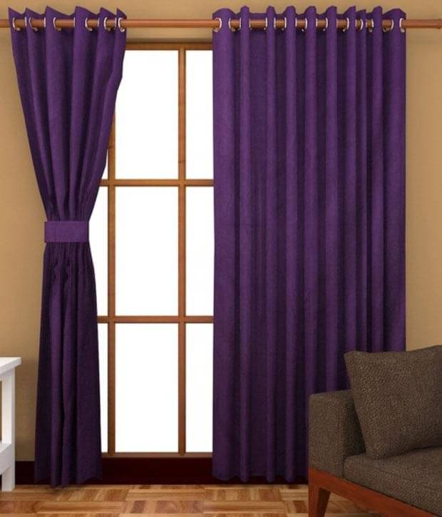     			Tanishka Fabs Solid Semi-Transparent Eyelet Curtain 5 ft ( Pack of 2 ) - Purple