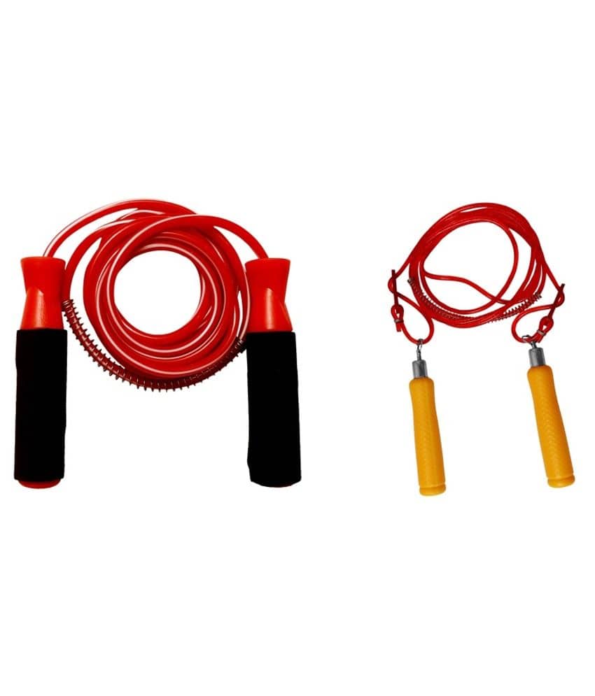 Facto Power Red Wooden Handle Skipping Rope + Bearing With Grip Skipping Rope - Sports and Fitness Equipment | Buy online on ZillyBuy