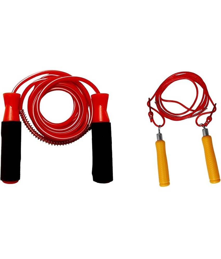 Facto Power Red Wooden Handle Skipping Rope + Bearing With Grip Skipping Rope - Sports and Fitness Equipment | Buy online on ZillyBuy