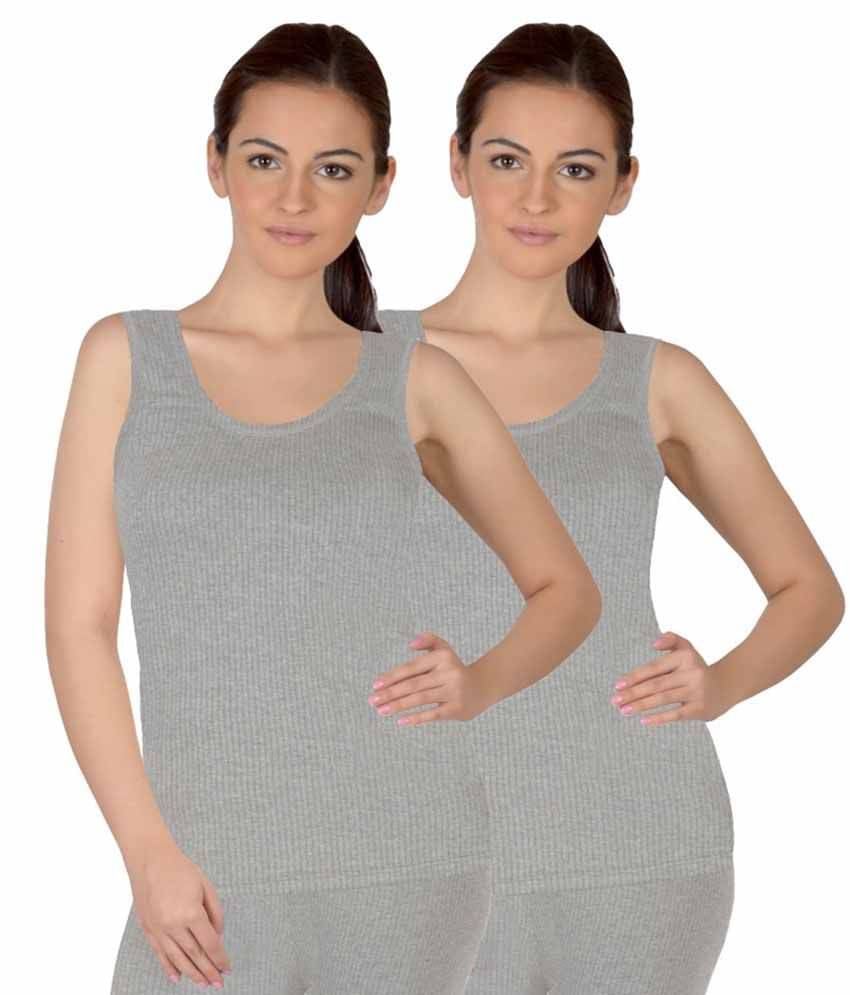     			Selfcare Girls Cotton Blend Thermal Top & Bottom Sets ( Grey )