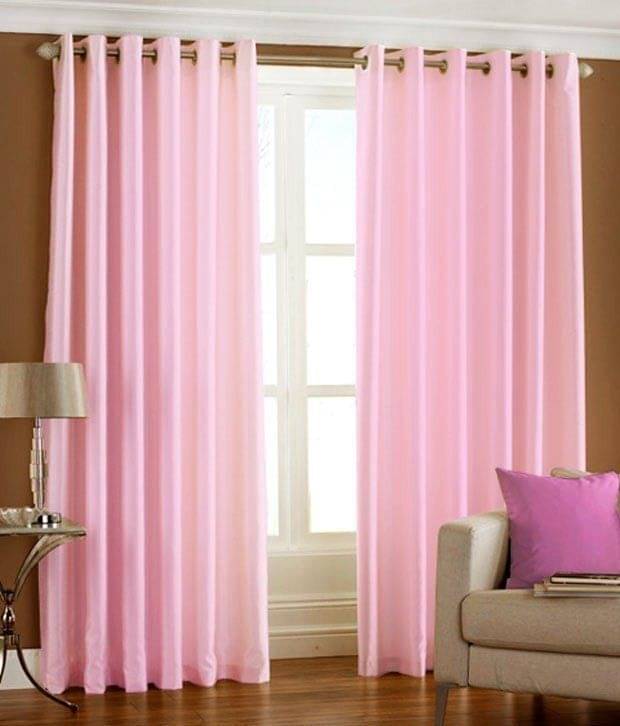 Tanishka Fabs Solid Semi-Transparent Eyelet Curtain 5 ft ( Pack of 2 ) - Pink Tanishka Fabs Solid Semi-Transparent Eyelet Curtain 5 ft ( Pack of 2 ) - Pink