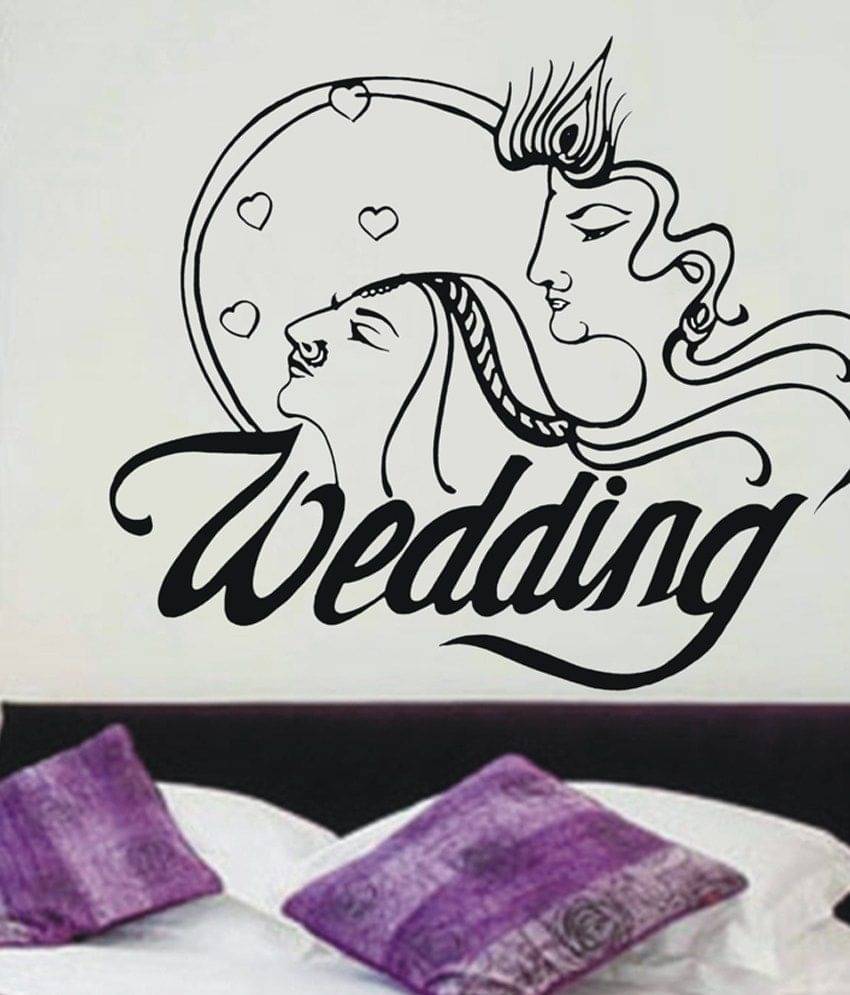     			Decor Villa Black Happy Wedding Wall Sticker