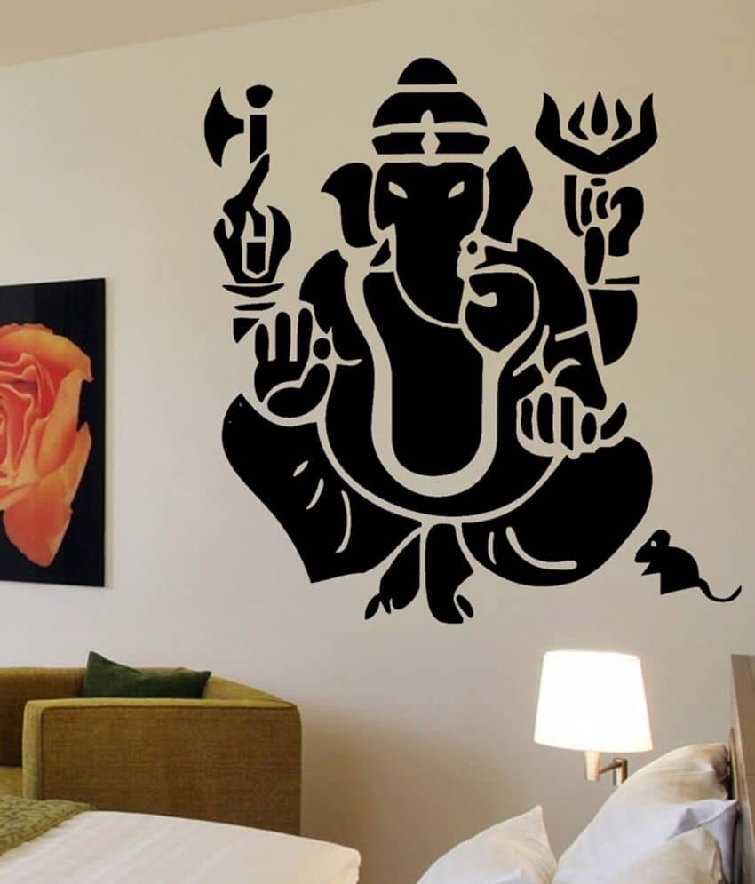 Decor Villa Black Shri Ganesh Ji Wall Sticker