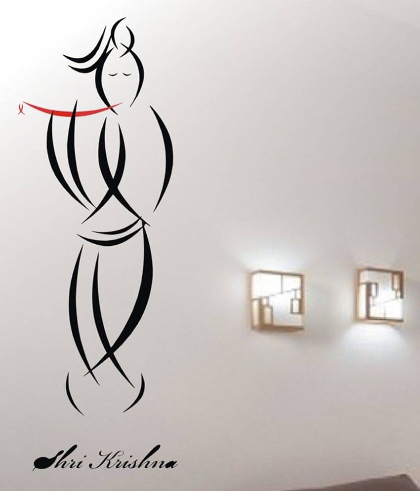     			Decor Villa Black Shri Krishna Ji Wall Sticker