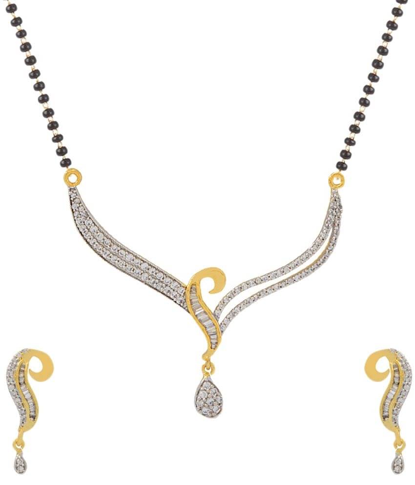 Youbella Just Like Diamonds Silver Daily Wear Mangalsutra Set     			Youbella Just Like Diamonds Silver Daily Wear Mangalsutra Set