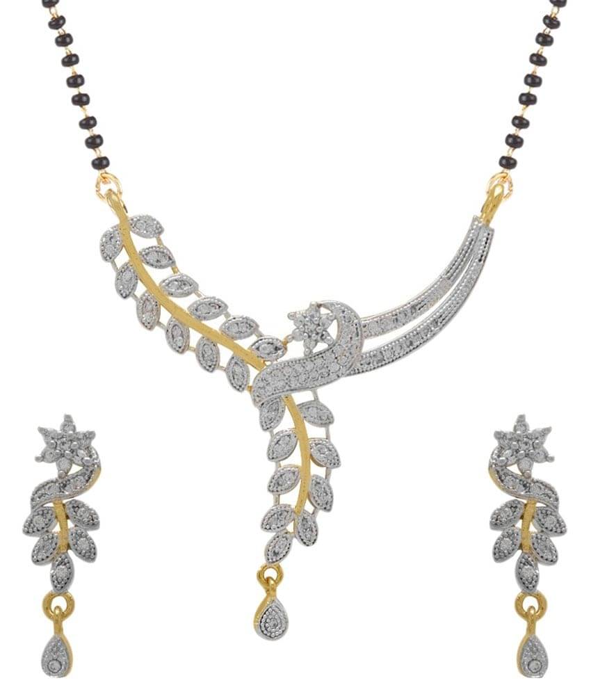 Youbella Just Like Diamonds Silver Daily Wear Mangalsutra Set Youbella Just Like Diamonds Silver Daily Wear Mangalsutra Set