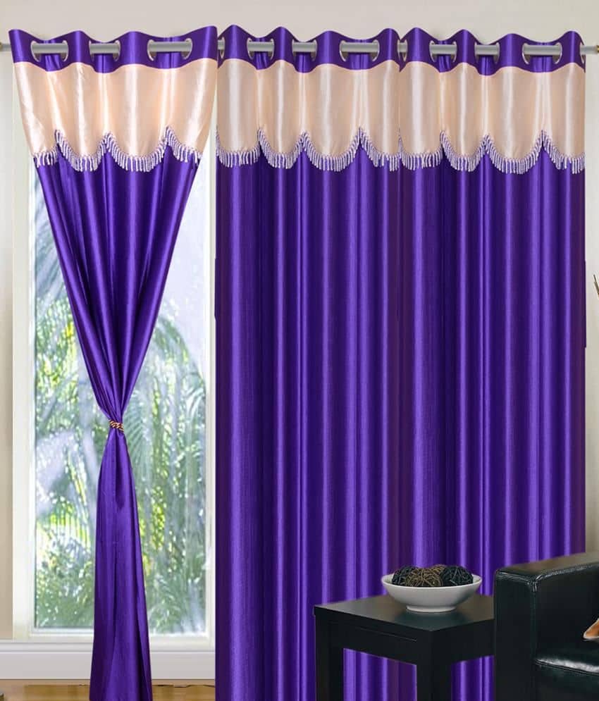 Tanishka Fabs Solid Semi-Transparent Eyelet Curtain 7 ft ( Pack of 2 ) - Blue