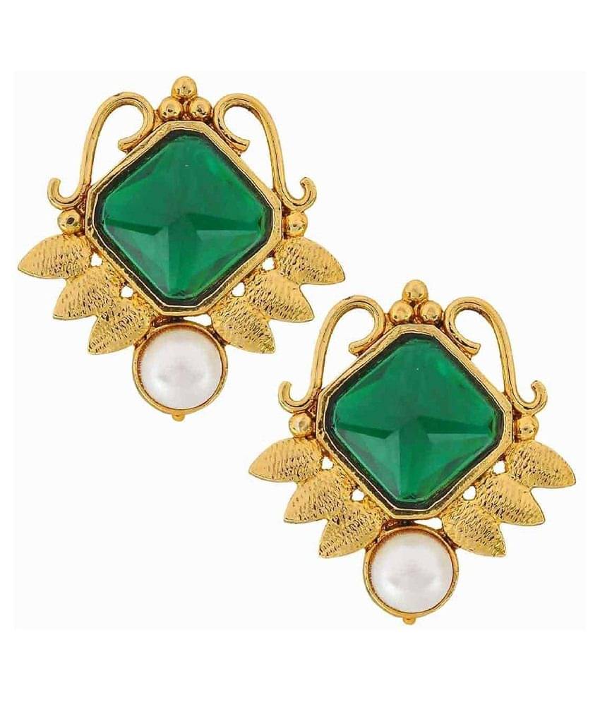 The Jewelbox Green Designer Stud Earrings     			The Jewelbox Green Designer Stud Earrings