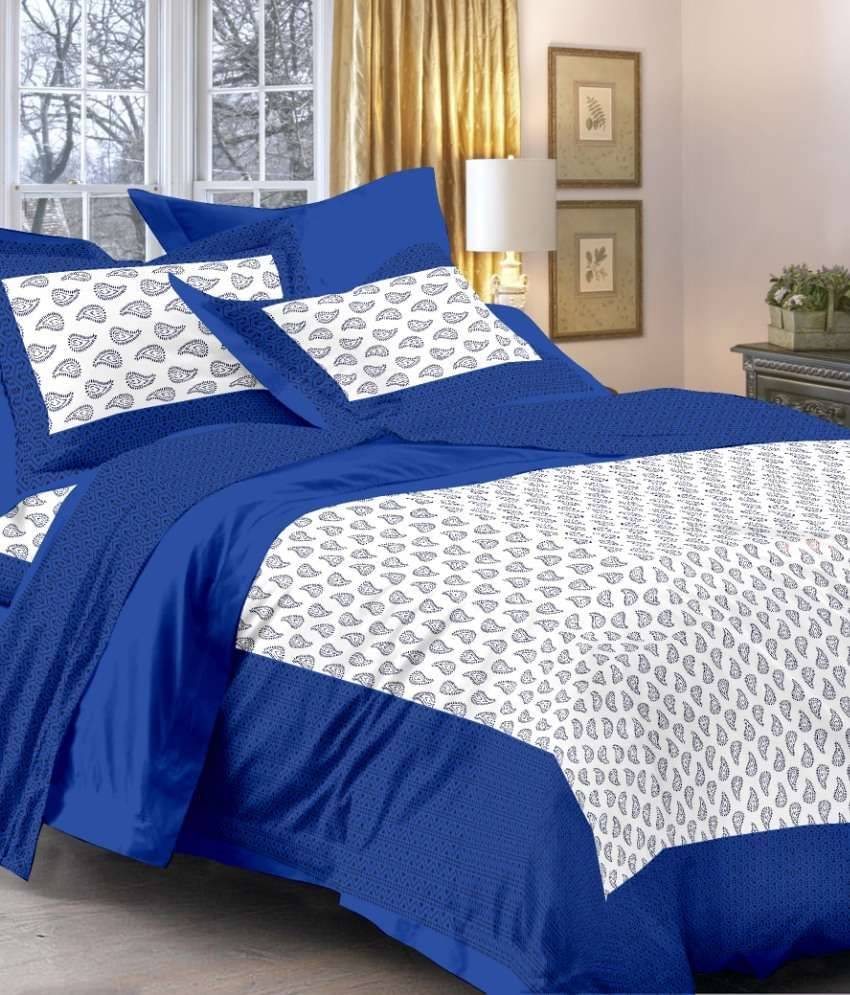 UniqChoice Rajasthani 100% Cotton Jaipuri Floral King Size 1 Double Bedsheet With 2 Pillow Cover UniqChoice Rajasthani 100% Cotton Jaipuri Floral King Size 1 Double Bedsheet With 2 Pillow Cover